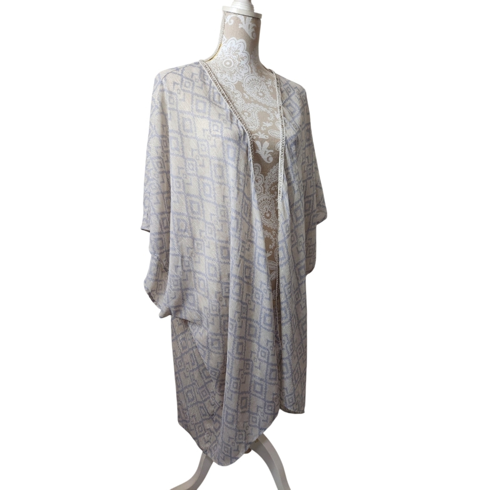 Maurices Gray/Cream Silver Shimmer Kimono/Duster Resortwear Beach Size 2X